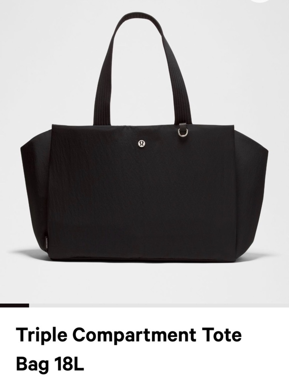 lululemon athletica Black Quilted Tote with Logo Accent